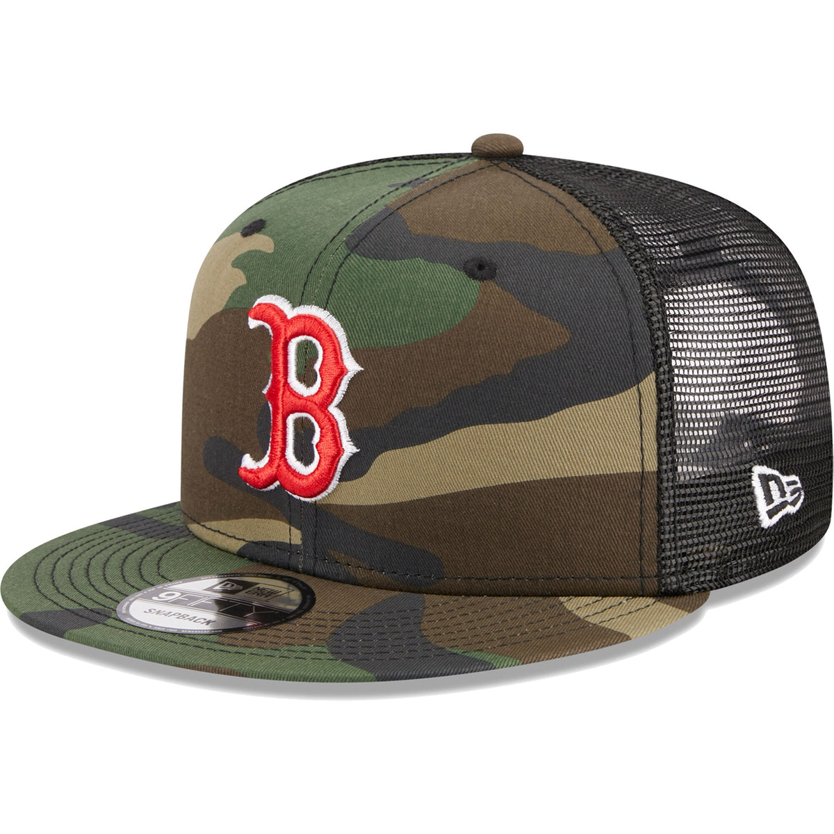 Boston Red Sox New Era Woodland Camo Trucker 9FIFTY Snapback Hat - Camo