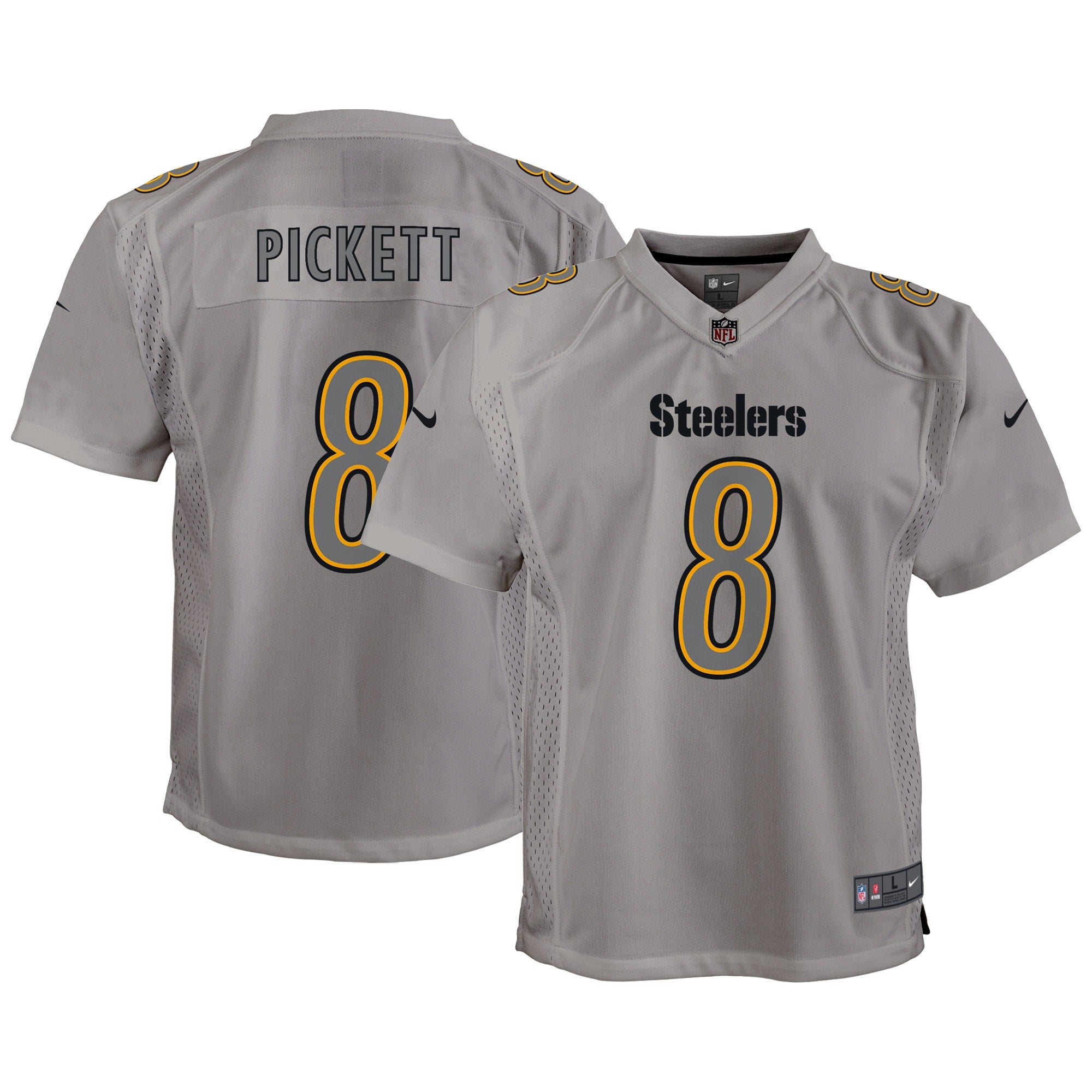 Kenny Pickett Pittsburgh Steelers Nike Youth Atmosphere Game Jersey   Gray