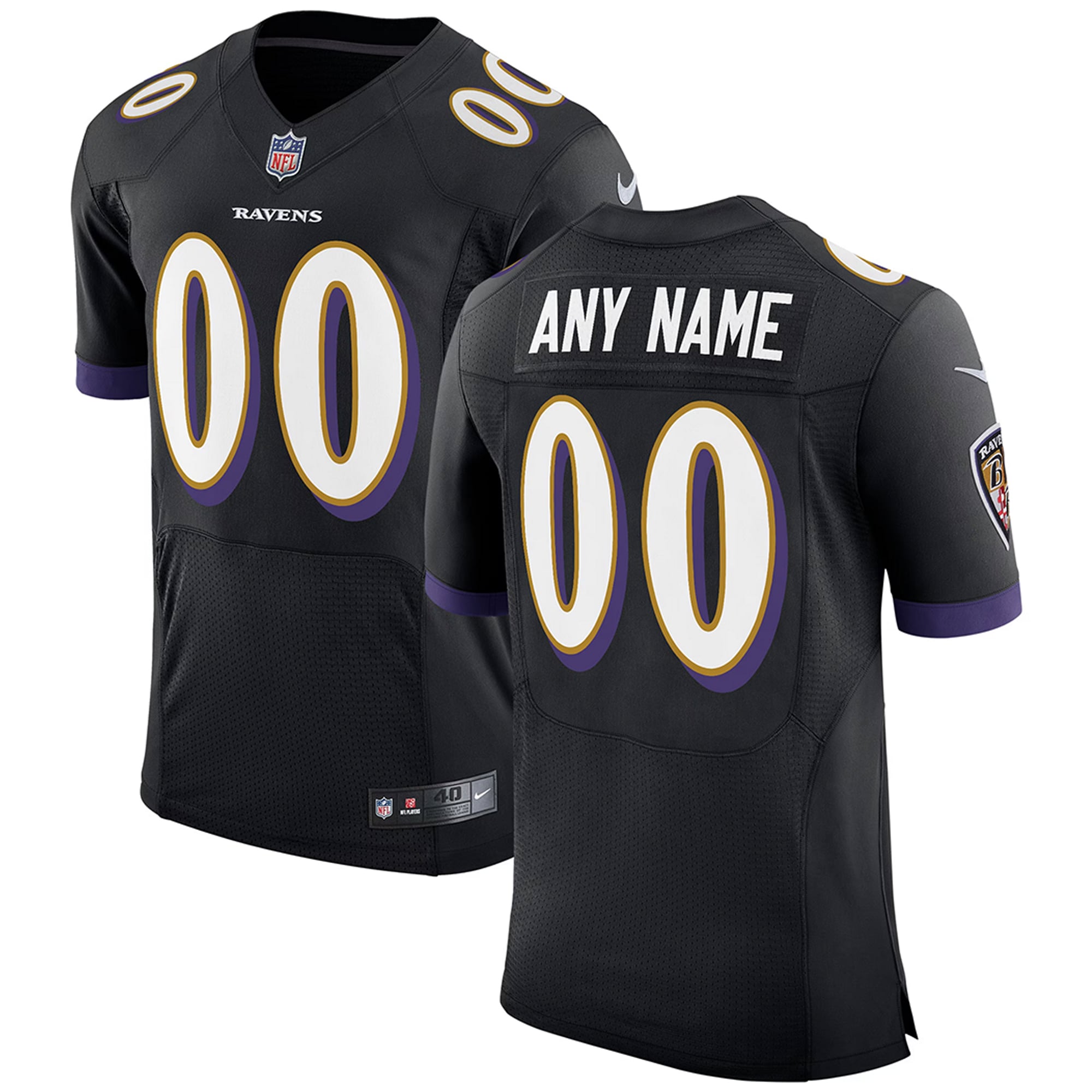 Baltimore Ravens Nike Speed Machine Elite Custom Jersey   Black
