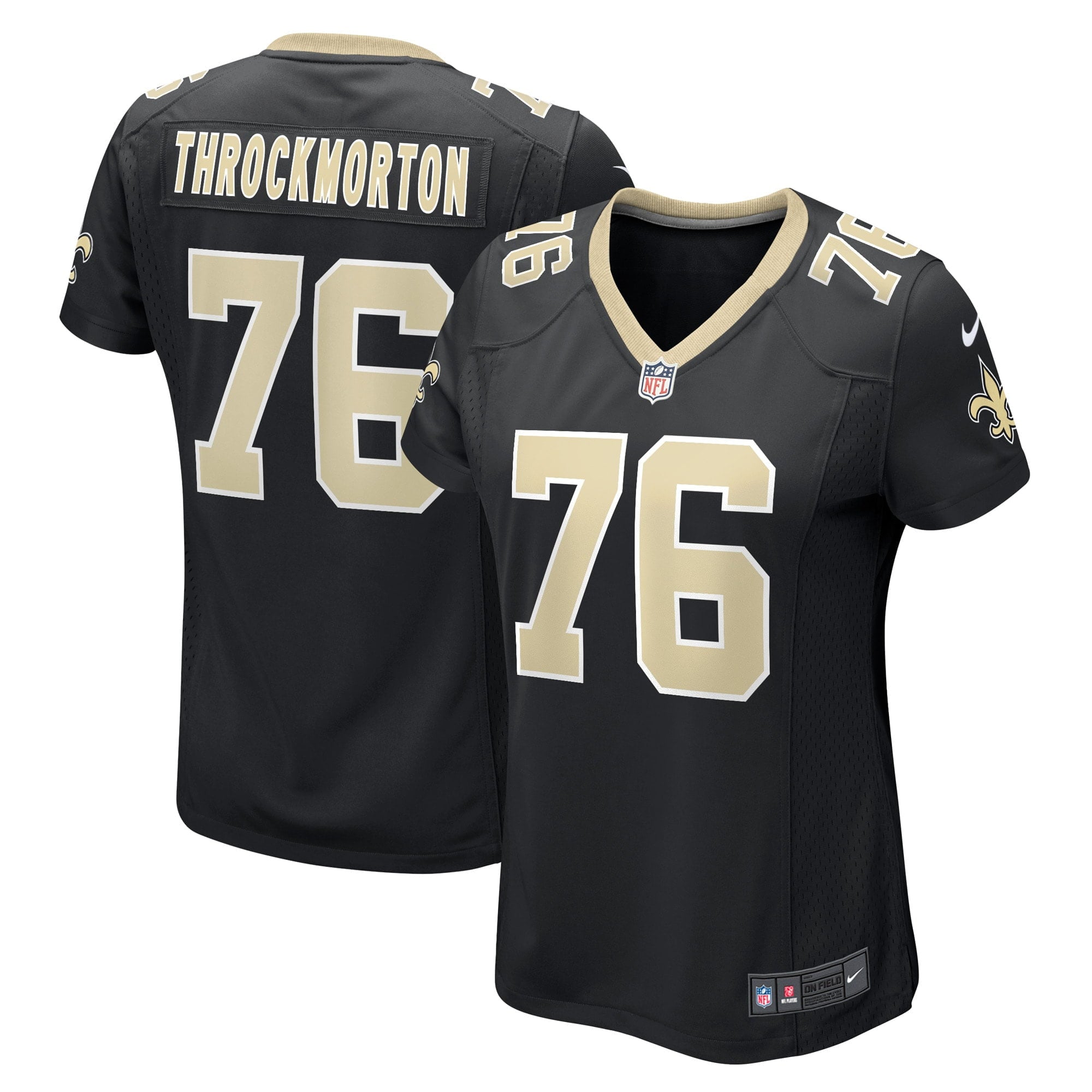 Women s Nike Calvin Throckmorton Black New Orleans Saints Game Player Jersey