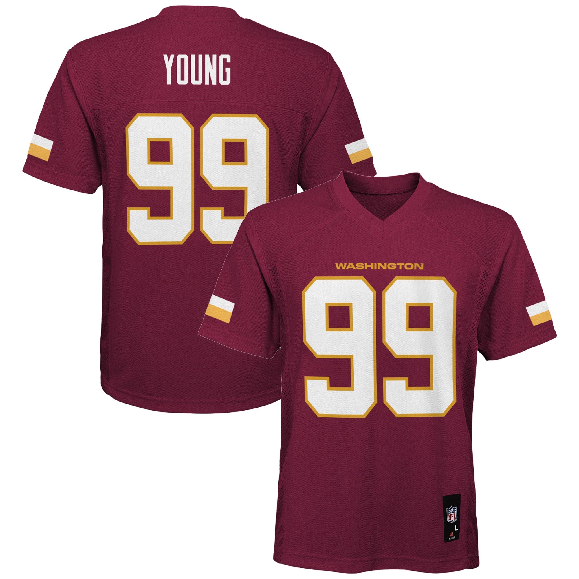 Chase Young Washington Commanders Youth Replica Player Jersey   Burgundy