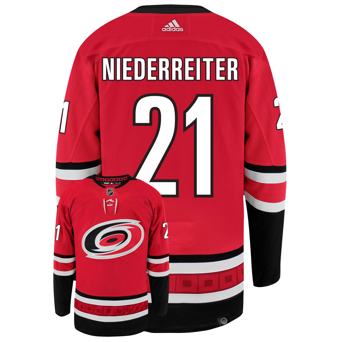 Nino Niederreiter Carolina Hurricanes Adidas Primegreen Authentic NHL Hockey Jersey