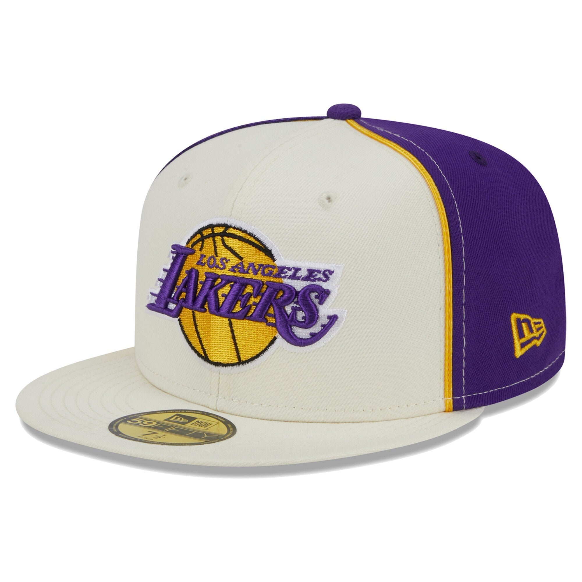 Los Angeles Lakers New Era Piped Pop Panel 59FIFTY Fitted Hat - Cream