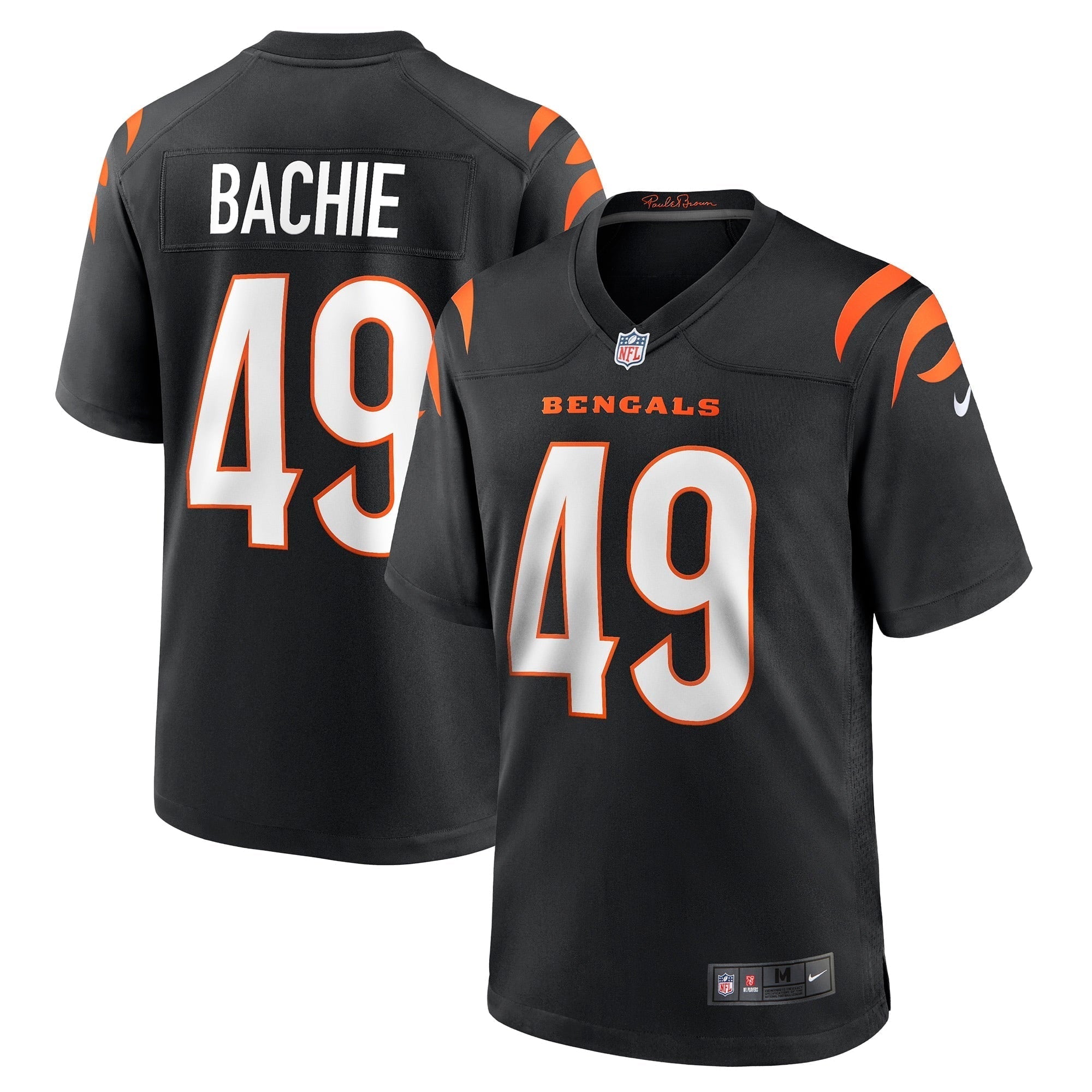 Men s Nike Joe Bachie Black Cincinnati Bengals Game Jersey