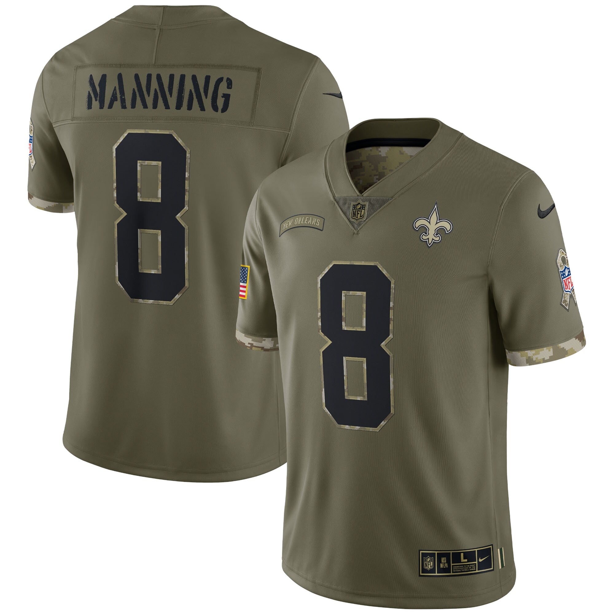 Men s Nike Archie Manning Olive New Orleans Saints 2022 Salute To Service Retired Player Limited Jersey