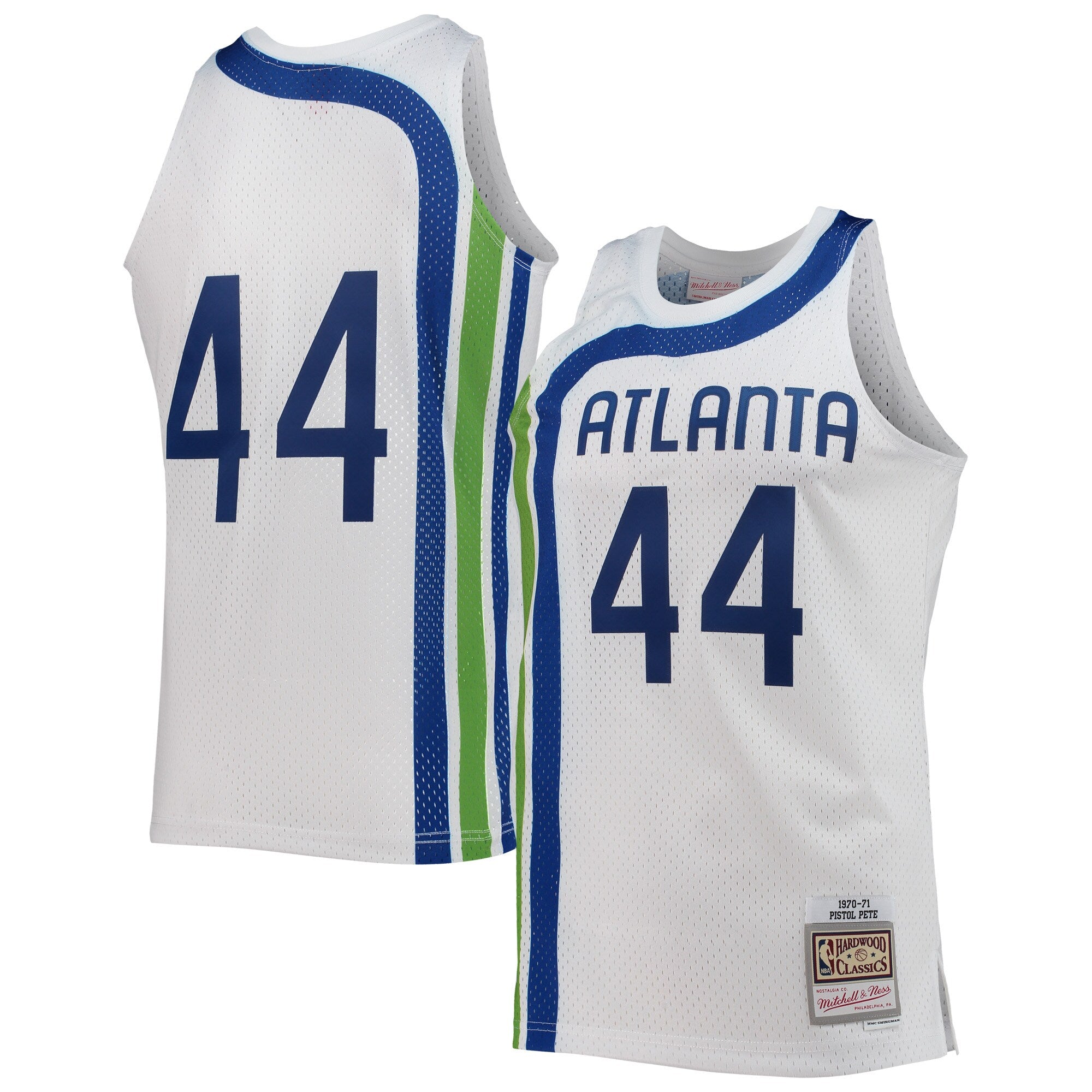 Pete Maravich Atlanta Hawks, NBA Jerseys Mitchell & Ness Hardwood Classics Swingman Jersey - White