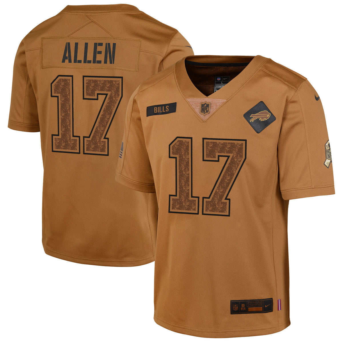 Josh Allen Buffalo Bills Nike Youth 2023 Salute To Service Limited Jersey   Brown