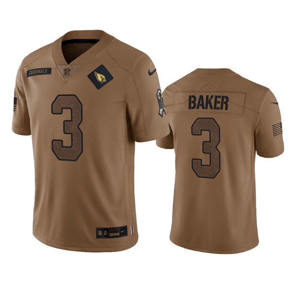 Men s Arizona Cardinals Budda Baker 2023 Brown Salute To Service Limited Stitched Jersey