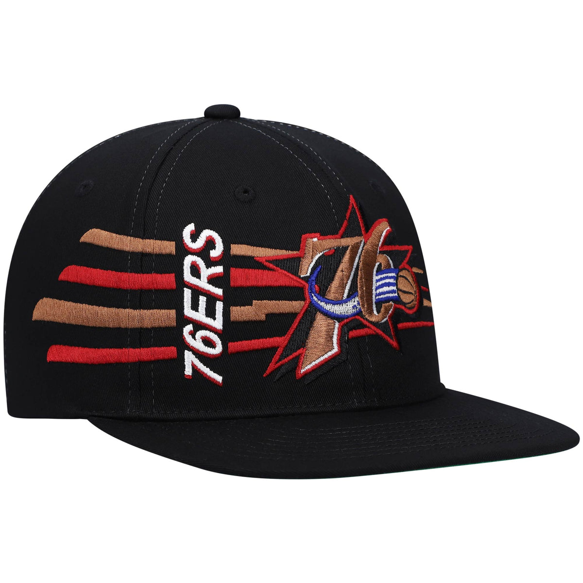 Philadelphia 76ers Mitchell & Ness Hardwood Classics Retro Bolt Deadstock Snapback Hat - Black