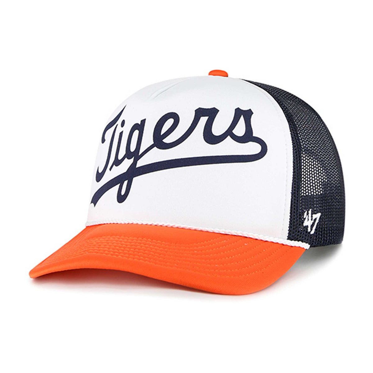 Detroit Tigers '47 Foam Front Script Trucker Snapback Hat - White