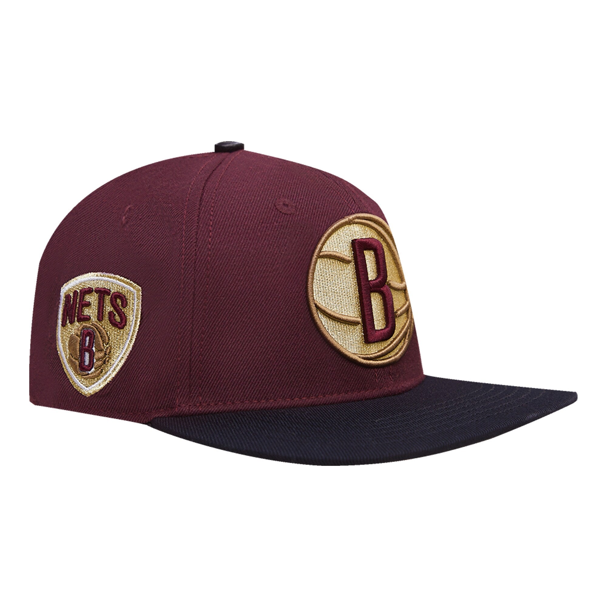 Brooklyn Nets Pro Standard Gold Rush 2-Tone Snapback Hat - Maroon/Black