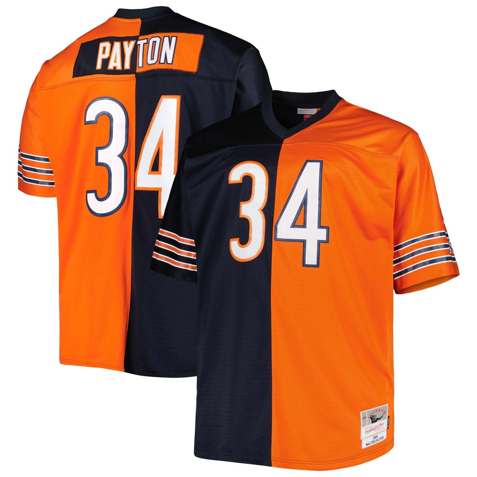 Walter Payton Chicago Bears Mitchell   Ness Big   Tall Split Legacy Retired Player Replica Jersey   Navy/Orange