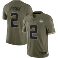 Men s Nike Zach Wilson Olive New York Jets 2022 Salute To Service Limited Jersey