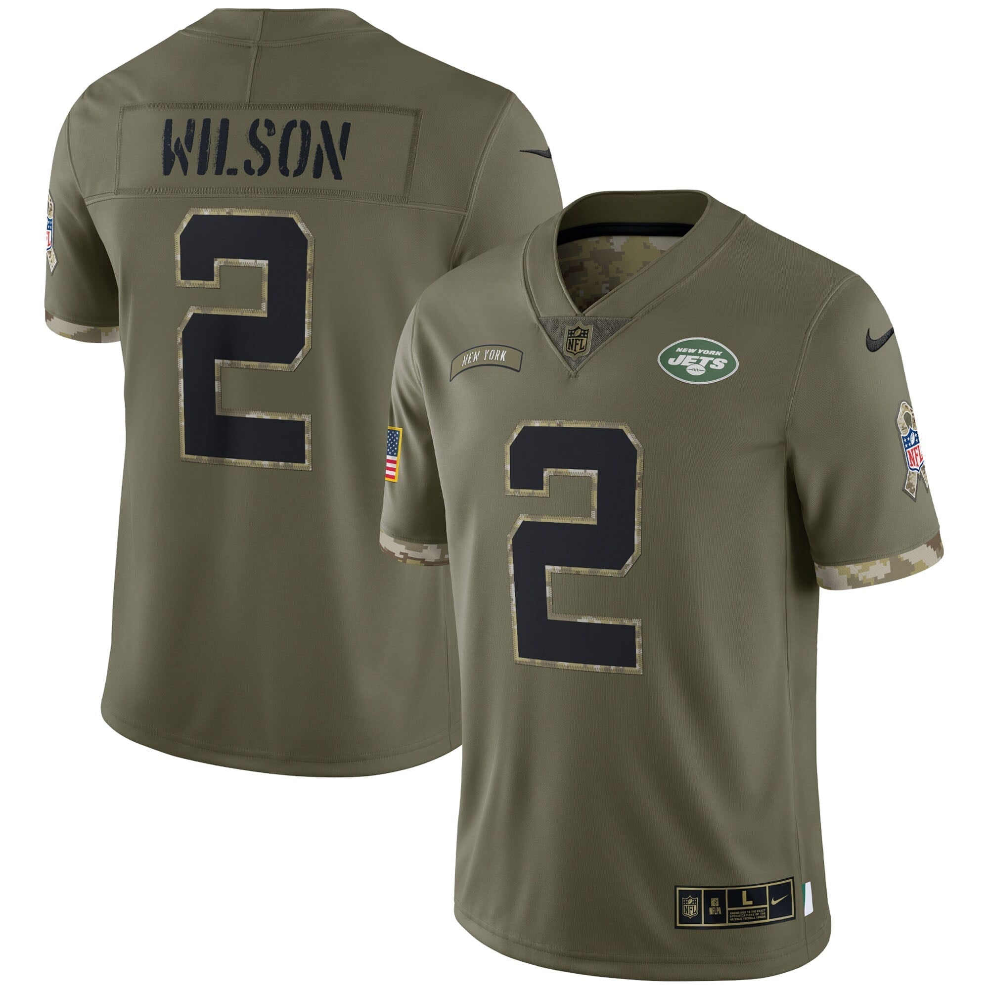 Men s Nike Zach Wilson Olive New York Jets 2022 Salute To Service Limited Jersey