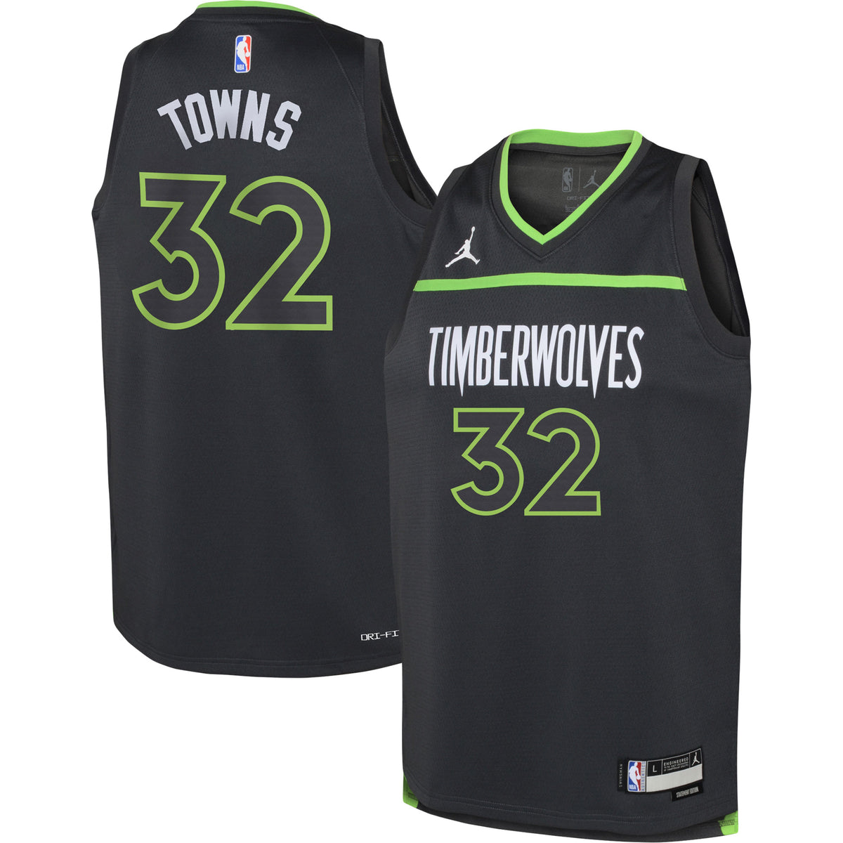 Karl-Anthony Towns Minnesota Timberwolves Jordans Brand Youth Swingman Jersey - Statement Edition - Black