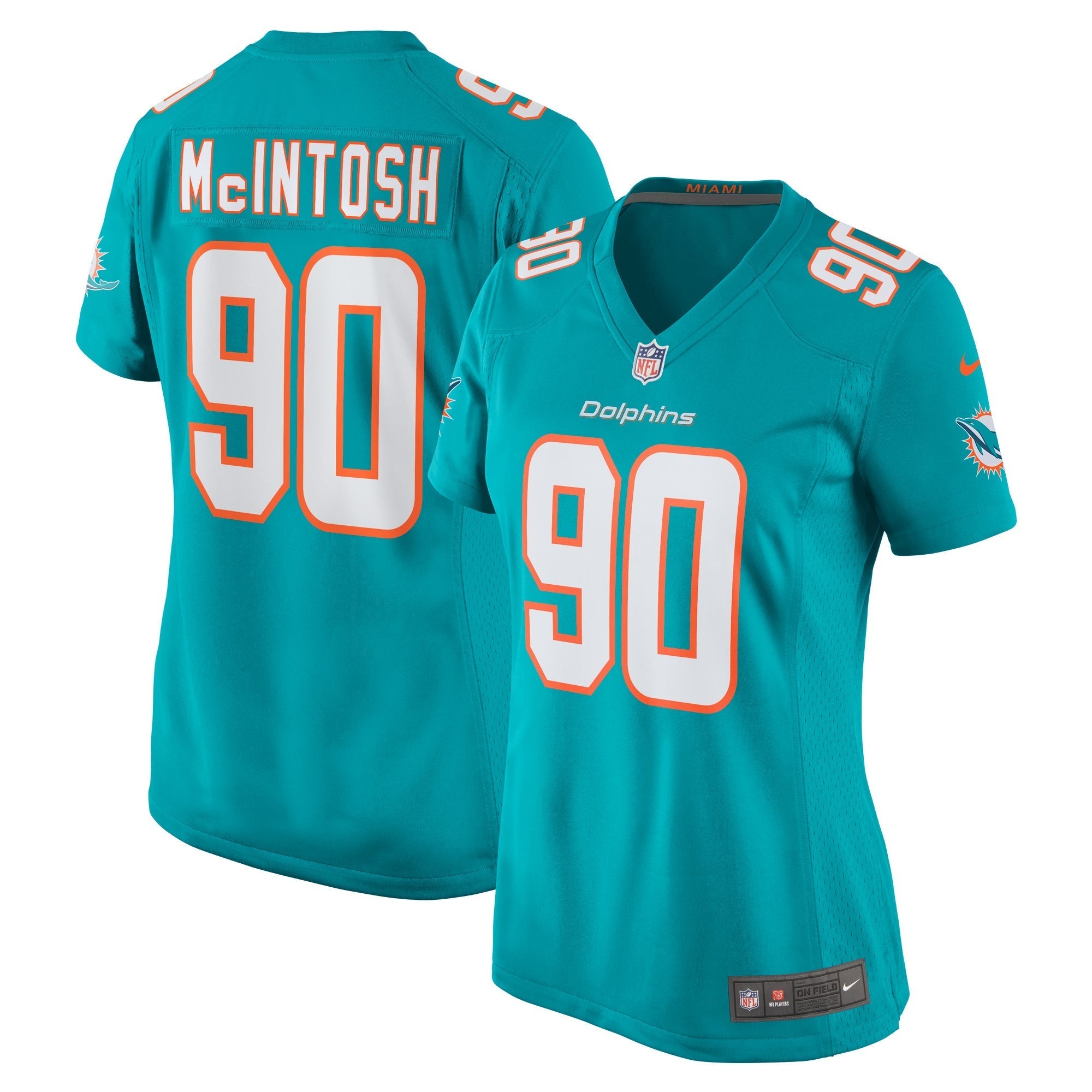 Women s Nike RJ McIntosh Aqua Miami Dolphins Home Game Player Jersey