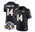 Men s Baltimore Ravens Kyle Hamilton Black 2023 F.U.S.E With Patch Throwback Vapor Limited Stitched Jersey