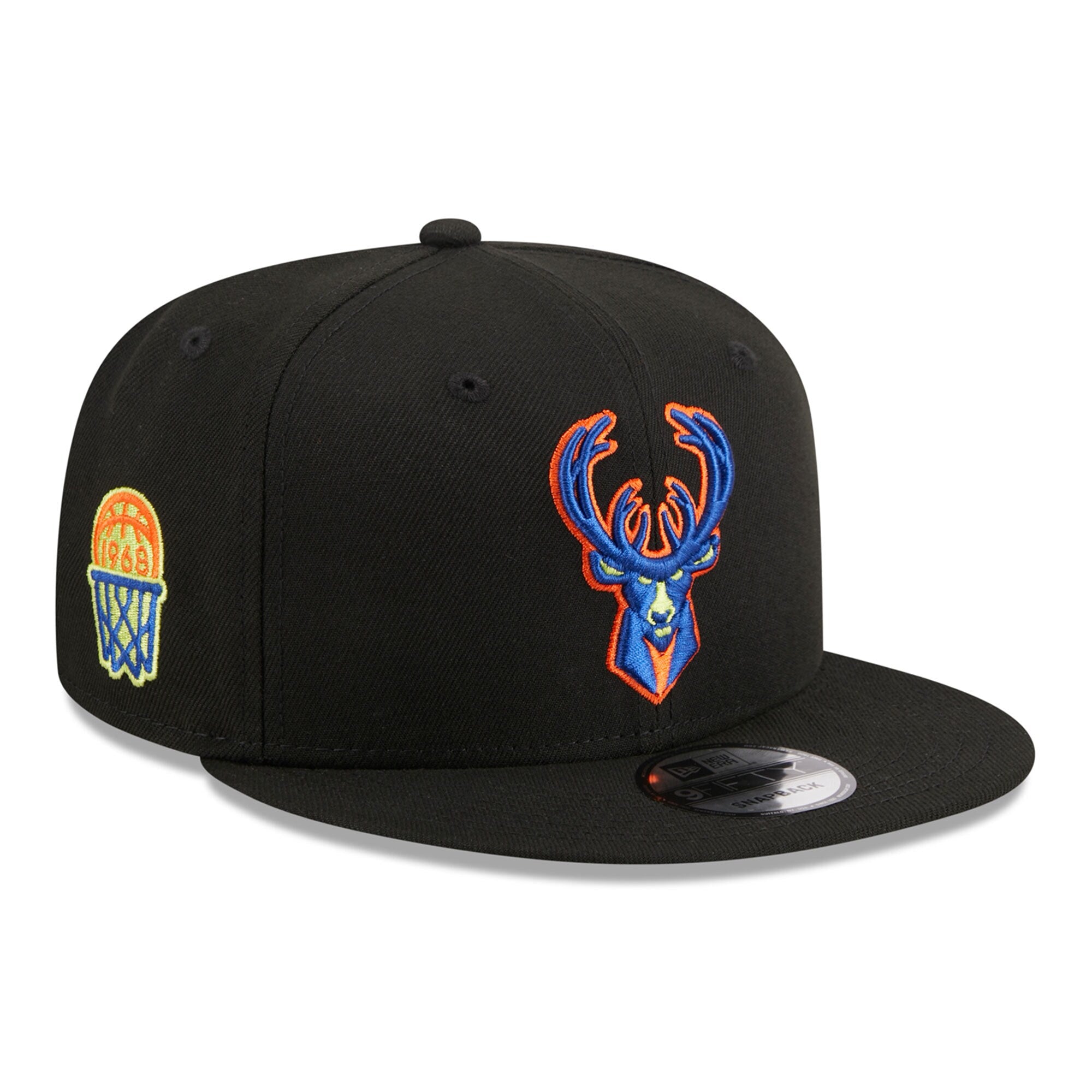 Milwaukee Bucks New Era Neon Pop 9FIFTY Snapback Hat - Black