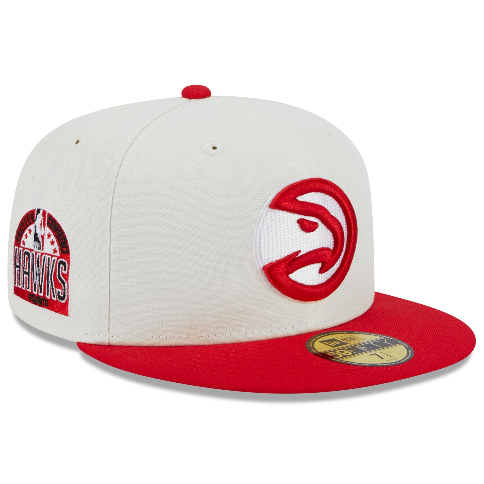 Atlanta Hawks, NBA Jerseys New Era Retro City Conference Side Patch 59FIFTY Fitted Hat - Cream/Red