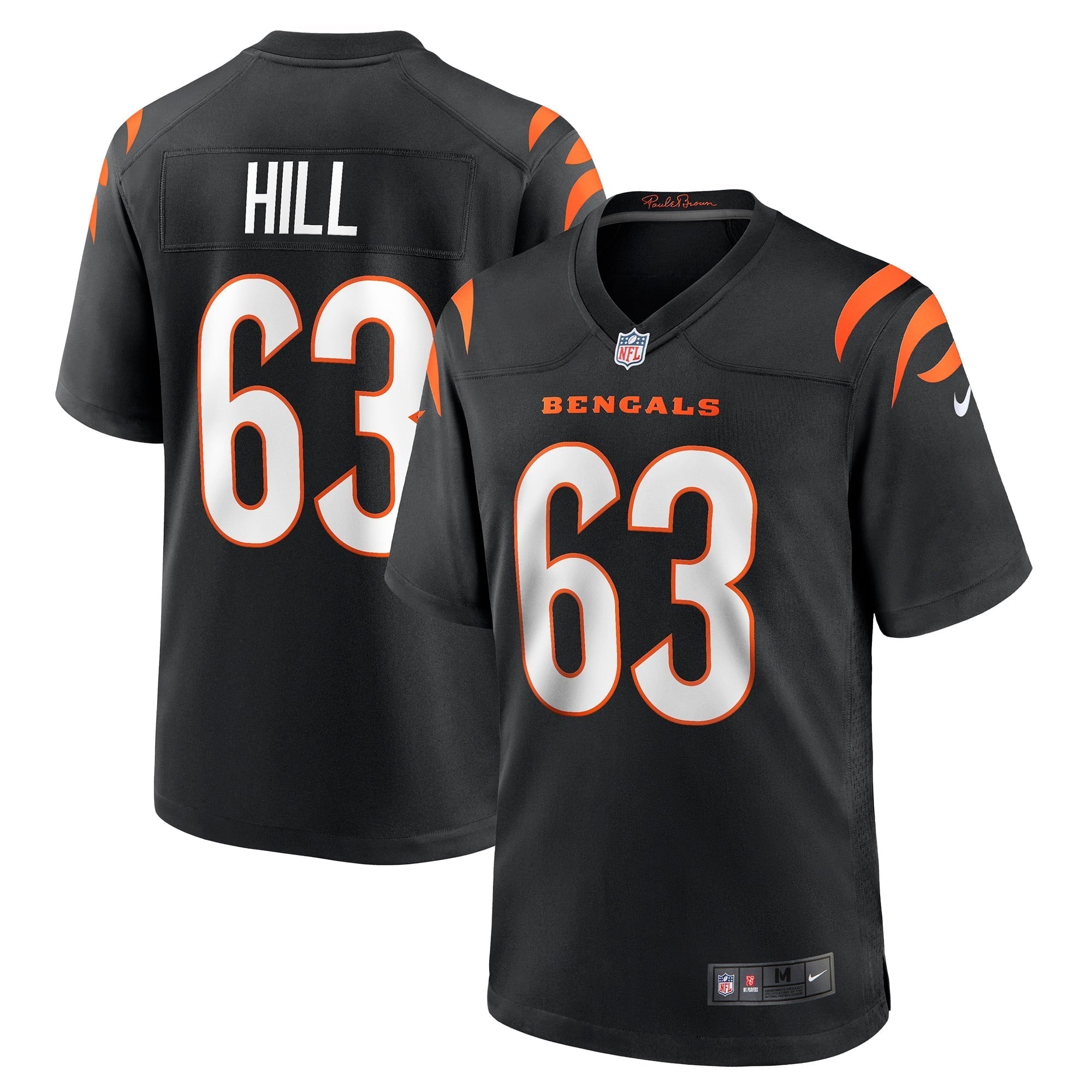 Men s Nike Trey Hill Black Cincinnati Bengals Game Jersey