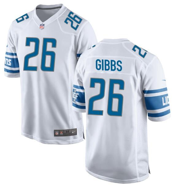 Men s Detroit Lions Jahmyr Gibbs White Official Game Jerseys