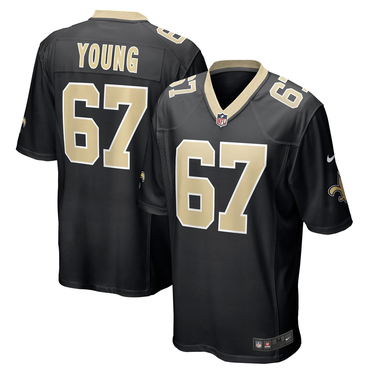 Men s Nike Landon Young Black New Orleans Saints Game Jersey