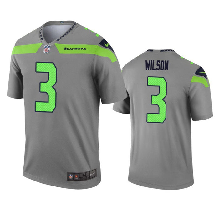 Men s Seattle Seahawks Russell Wilson Inverted Legend Jersey Gray