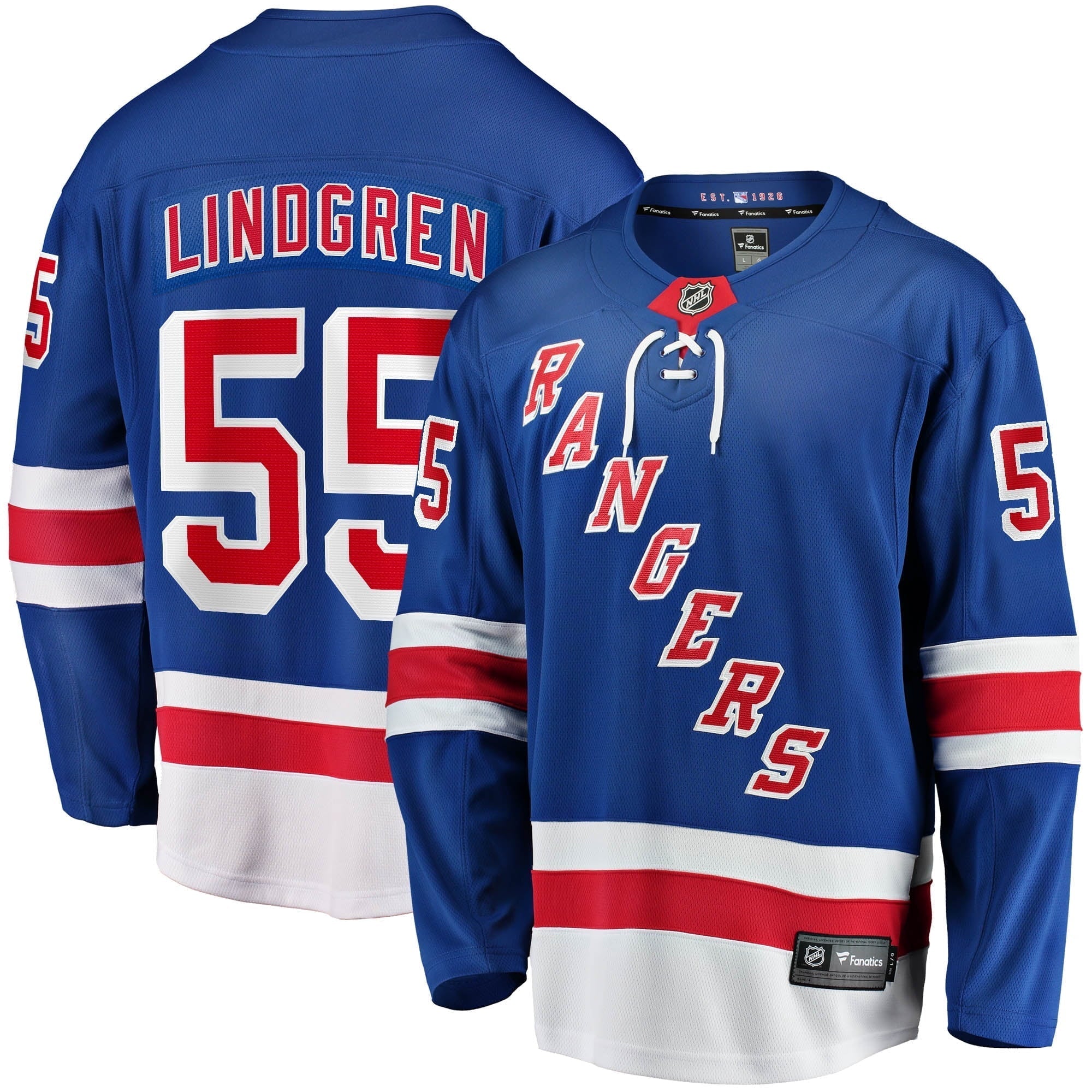 Men's Fanatics Branded Ryan Lindgren Blue New York Rangers 2017/18 Home Breakaway Replica Jersey
