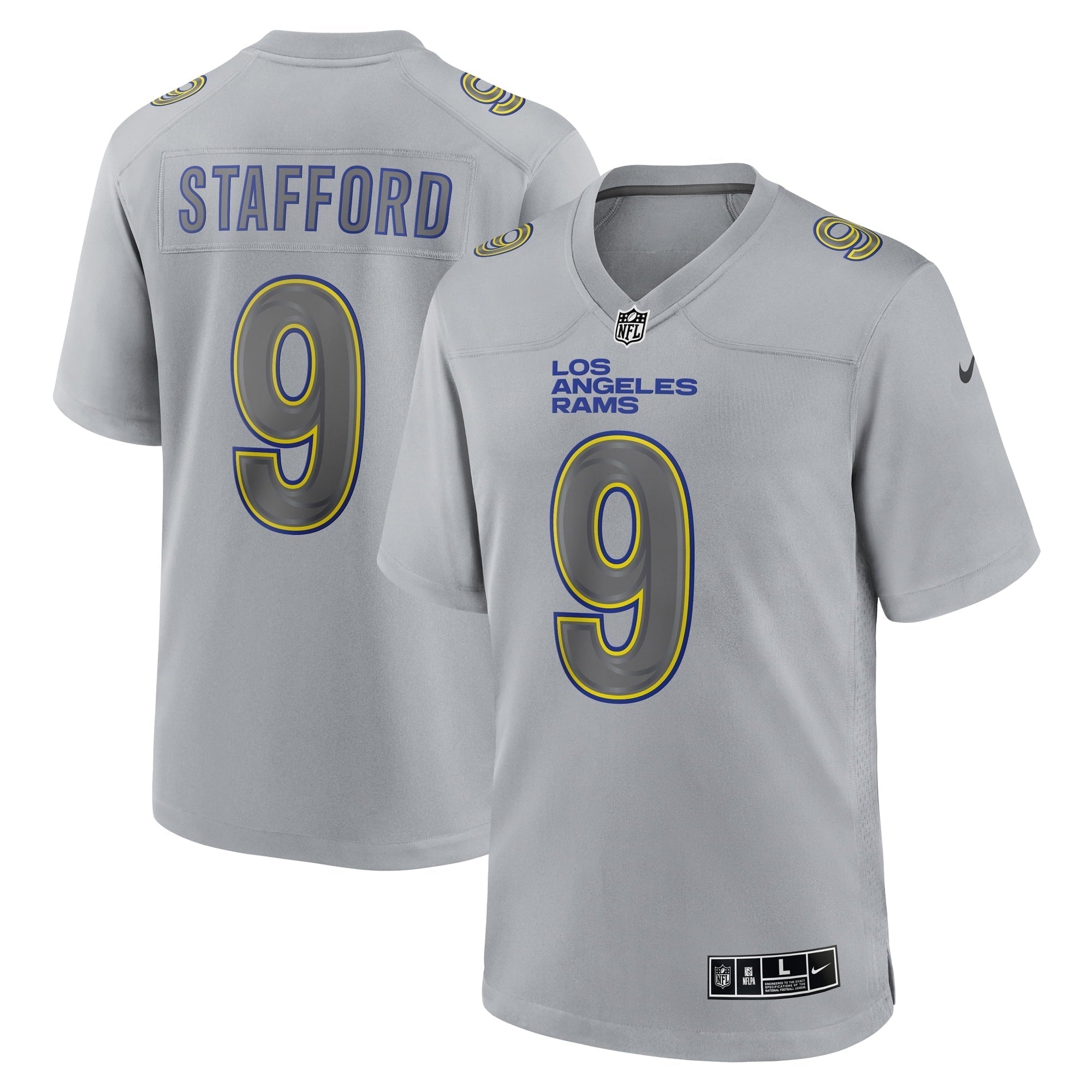 Men s Nike Matthew Stafford Gray Los Angeles Rams Atmosphere Fashion Game Jersey