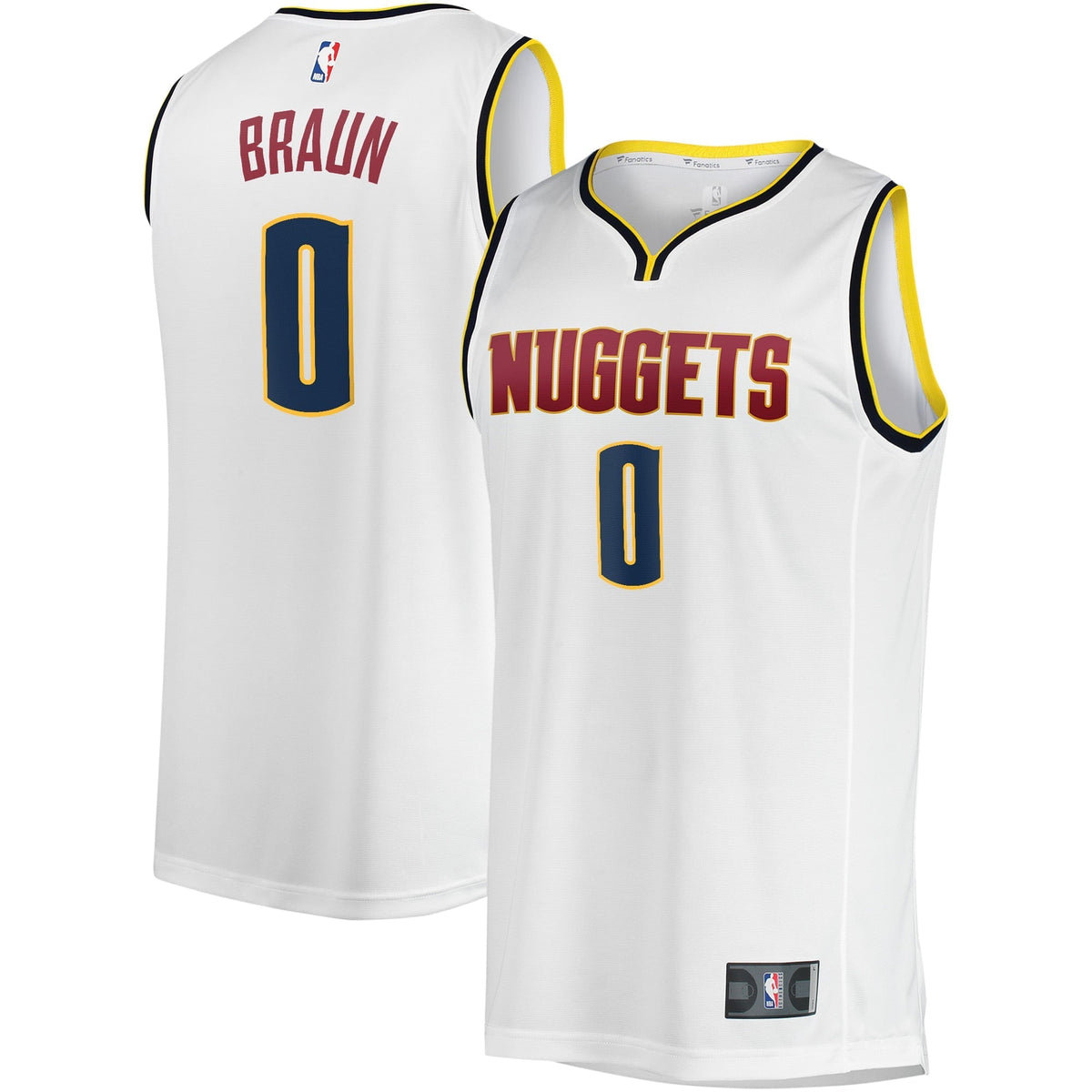 Youth Fanatics Branded Christian Braun White Denver Nuggets Fast Break Player Jersey - Association Edition