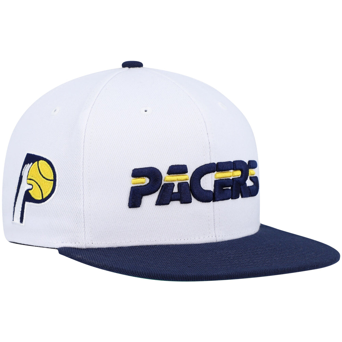 Indiana Pacers Mitchell & Ness Hardwood Classics Core Side Snapback Hat - White/Navy