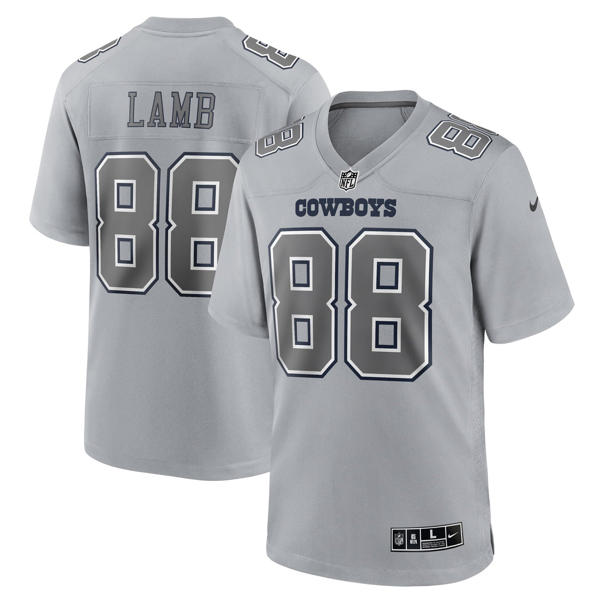 Men s Nike CeeDee Lamb Gray Dallas Cowboys Atmosphere Fashion Game Jersey