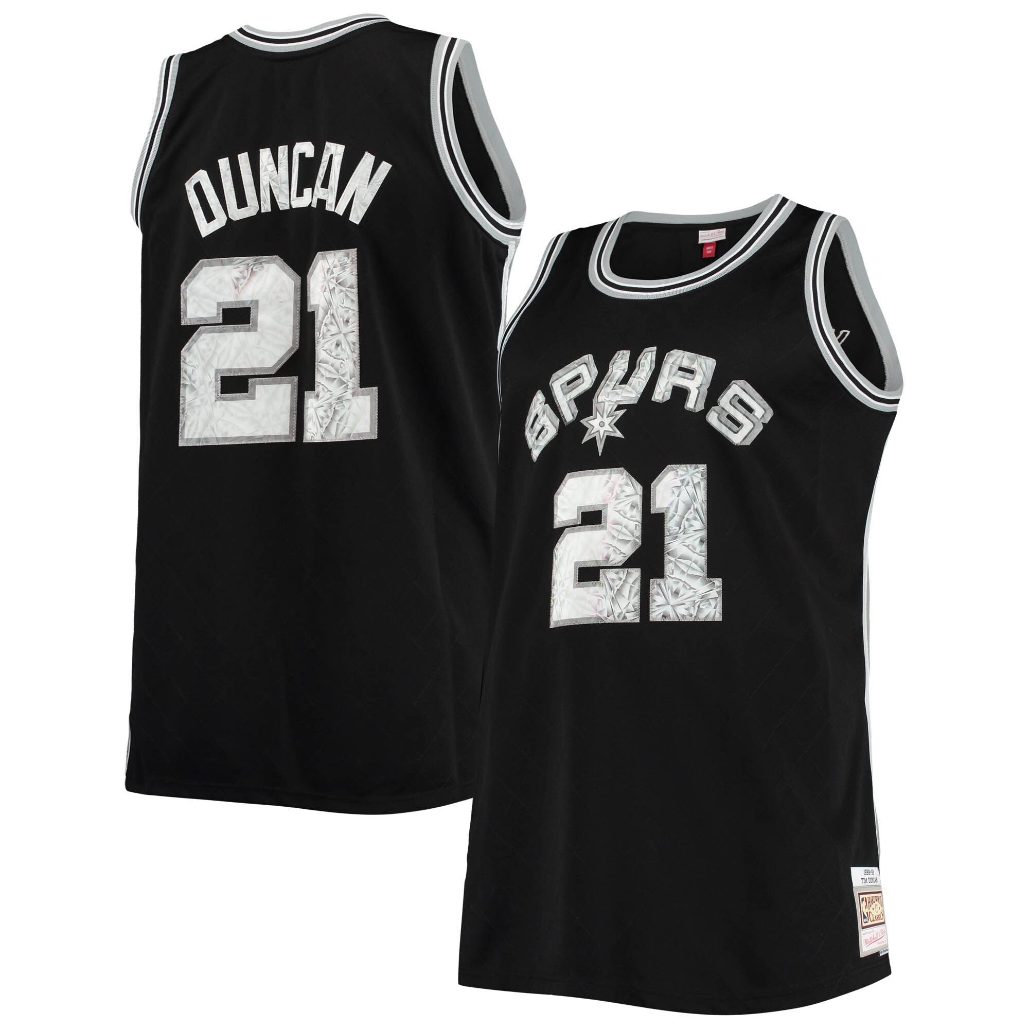 Tim Duncan San Antonio Spurs Mitchell & Ness Big & Tall 1998-99 NBA 75th Anniversary Diamond Swingman Jersey - Black