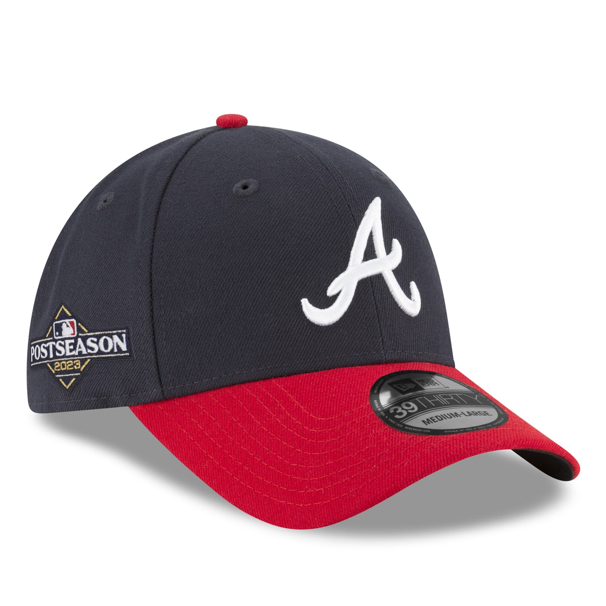 Atlanta Braves New Era 2023 Postseason Side Patch 39THIRTY Flex Hat - Navy