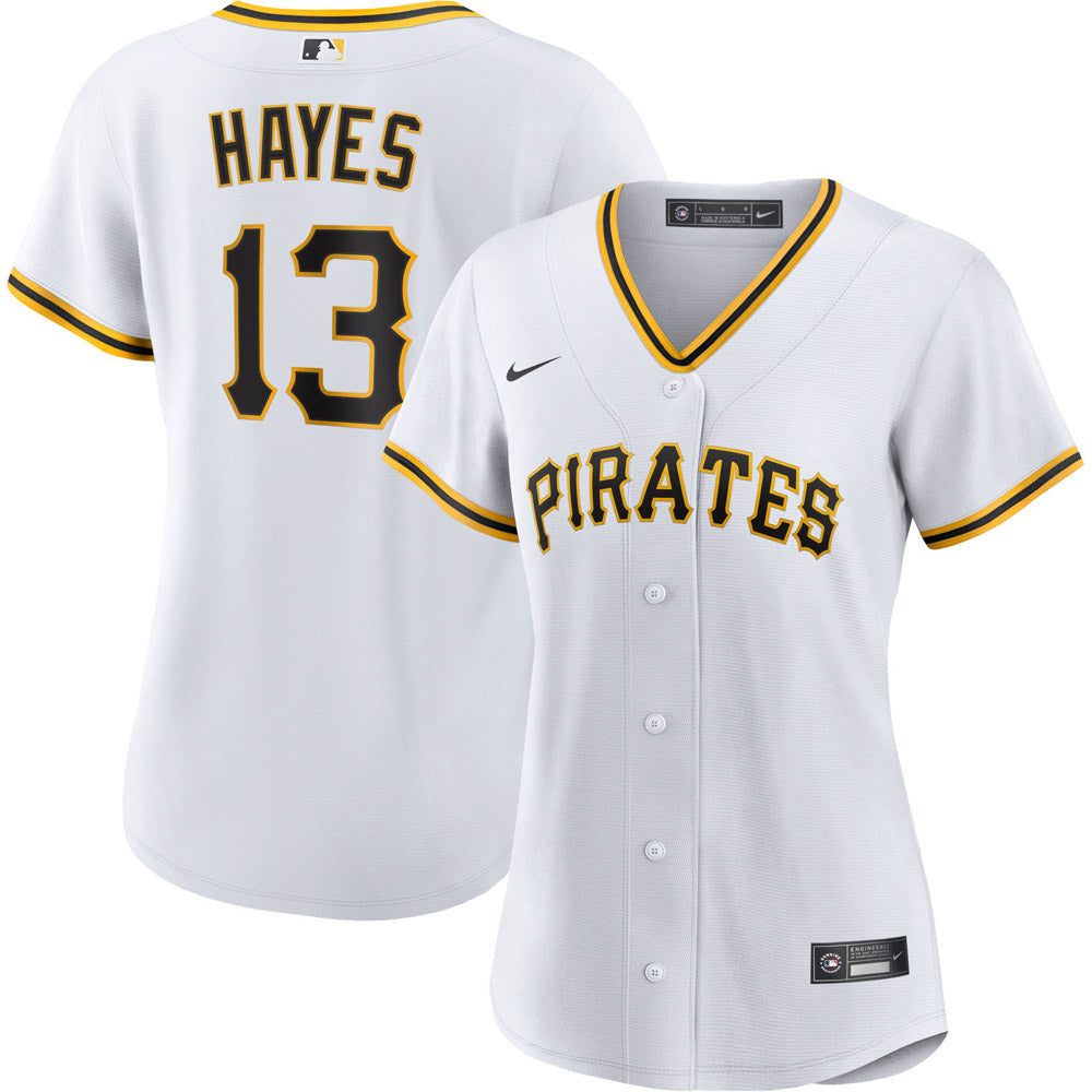 Women's Pittsburgh Pirates Ke'Bryan Hayes Cool Base Replica Home Jersey - White