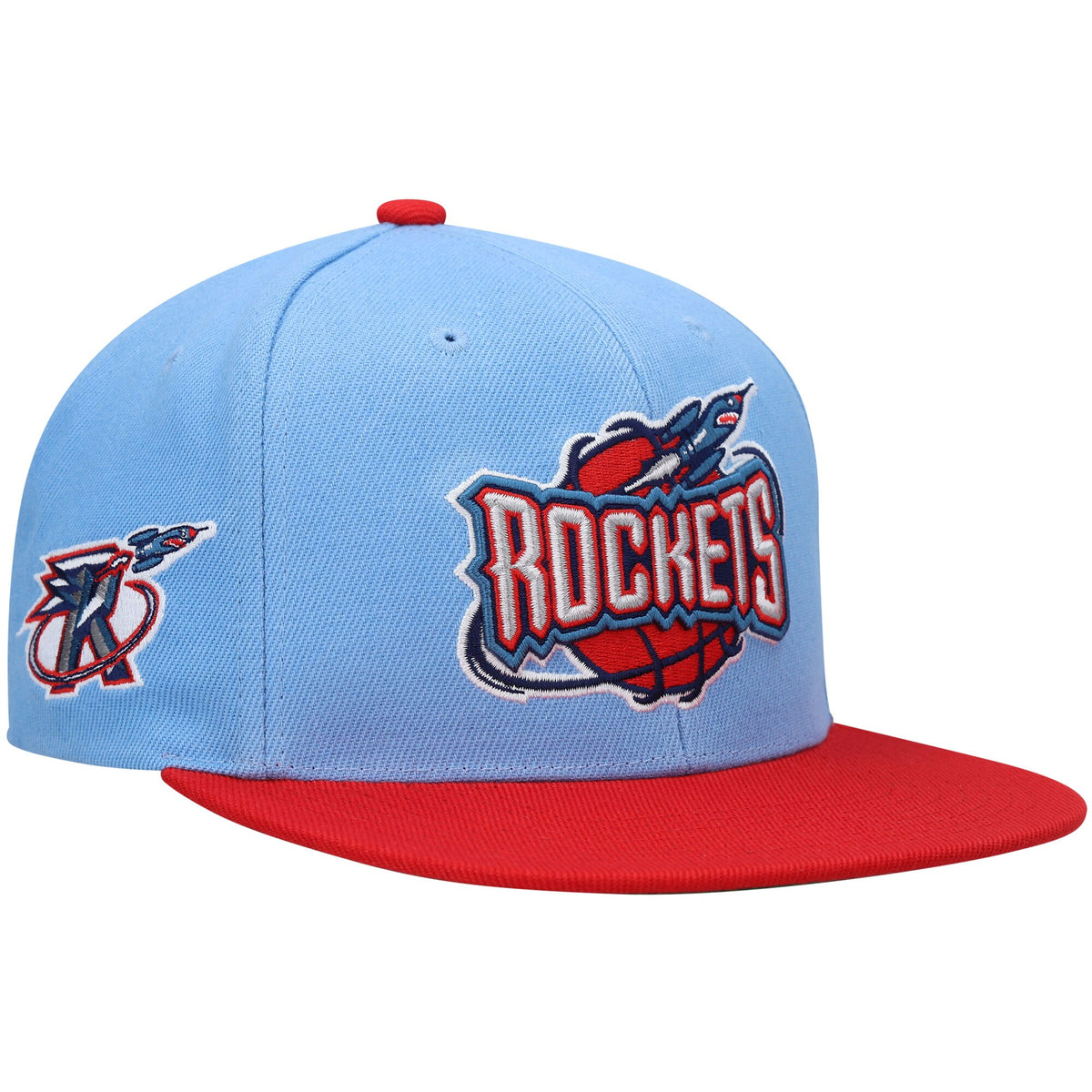 Houston Rockets Mitchell & Ness Hardwood Classics Snapback Hat - Light Blue/Red
