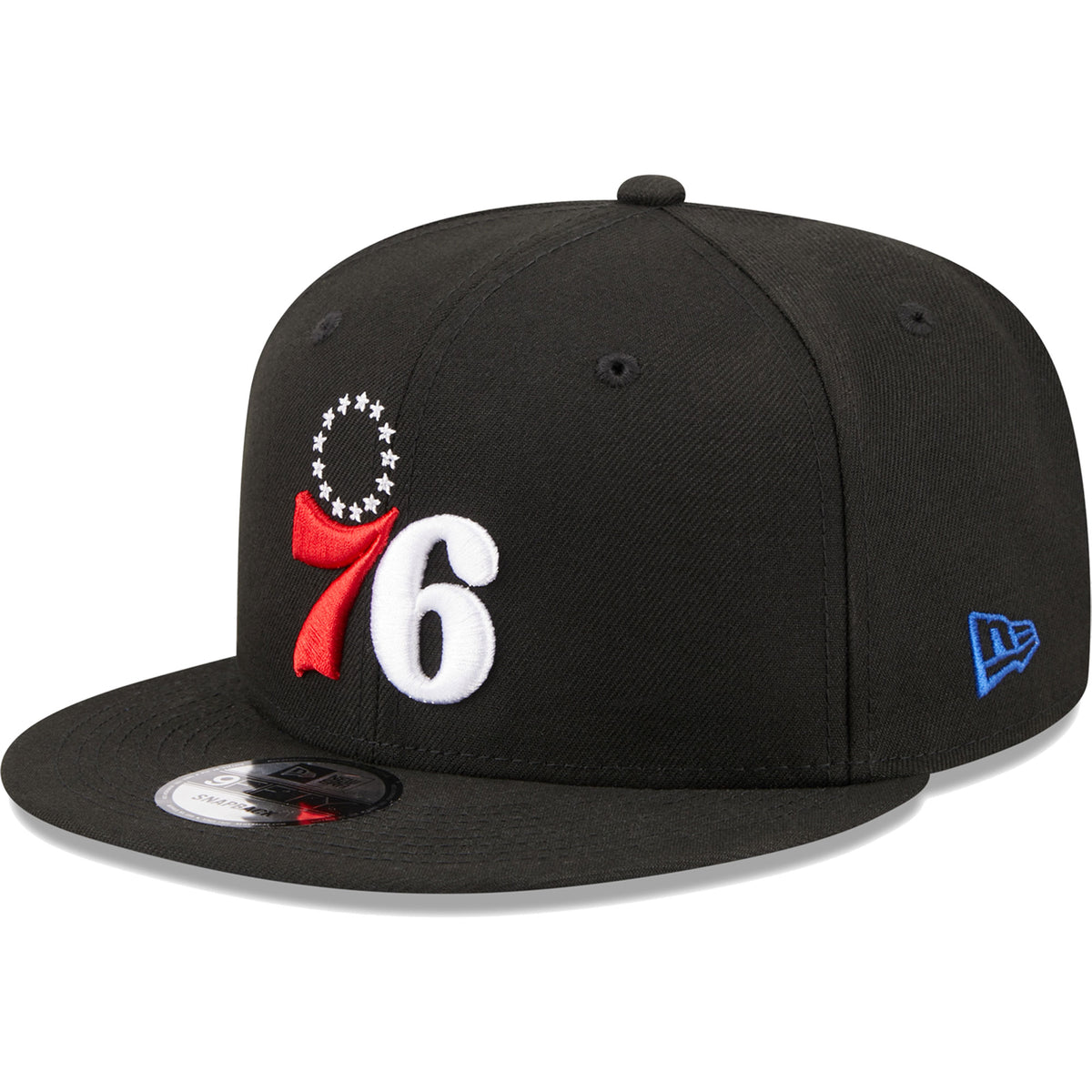 Philadelphia 76ers New Era Bold Back Script 9FIFTY Snapback Hat - Black