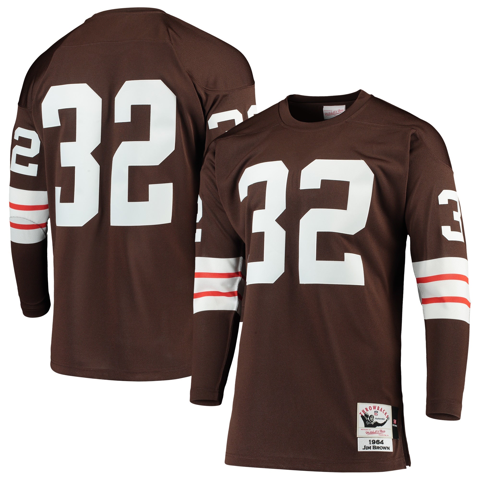 Jim Brown Cleveland Browns Mitchell   Ness 1964 Authentic Throwback Retired Player Jersey   Brown