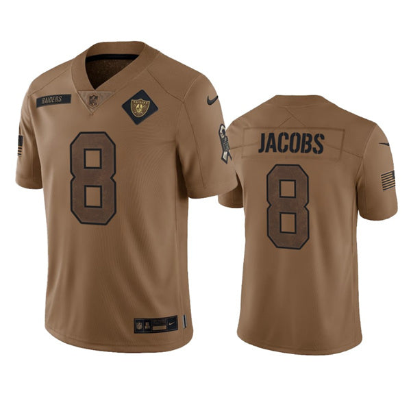 Men s Las Vegas Raiders Josh Jacobs 2023 Brown Salute To Service Limited Stitched Jersey
