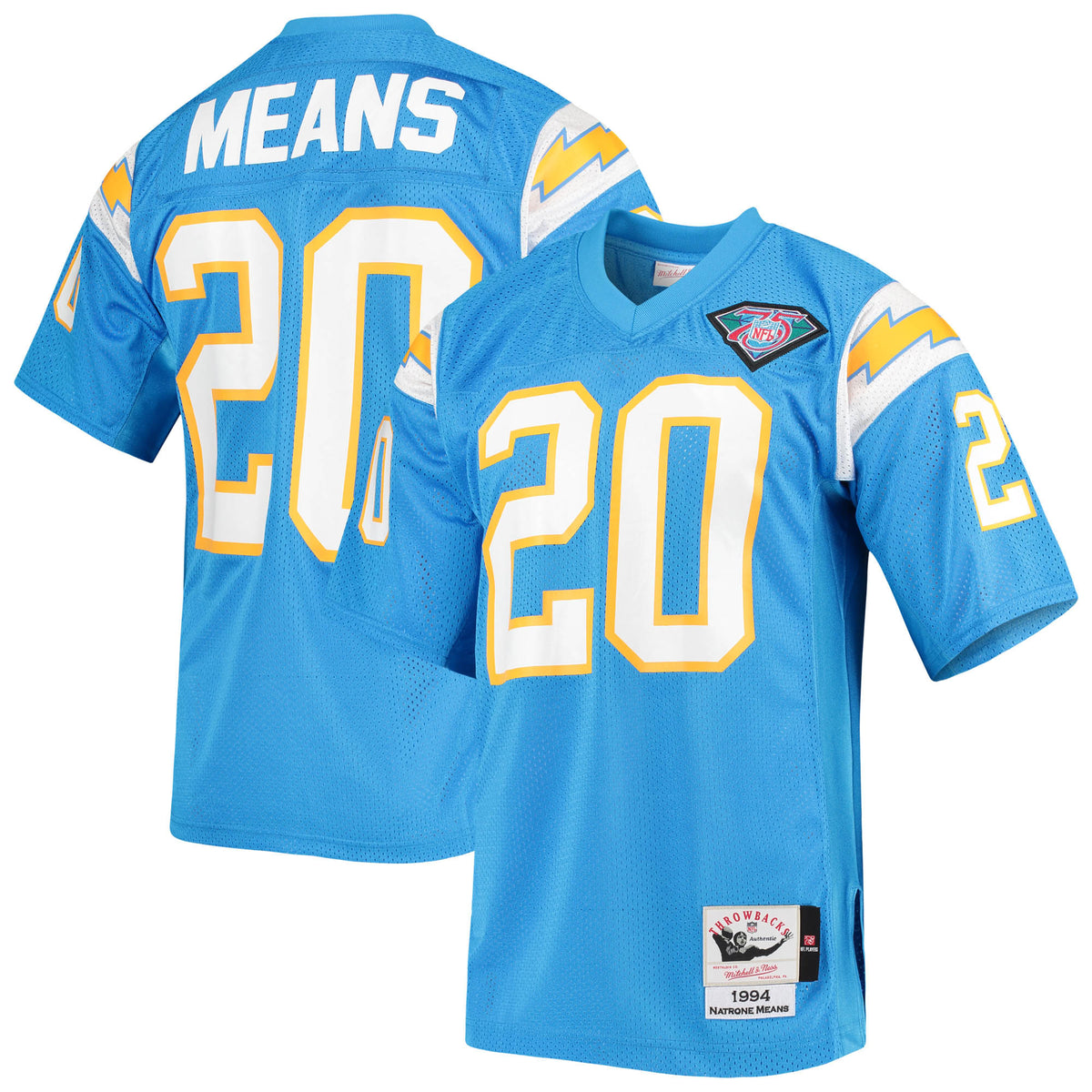 Natrone Means Los Angeles Chargers Mitchell   Ness Authentic Retired Player Jersey   Powder Blue