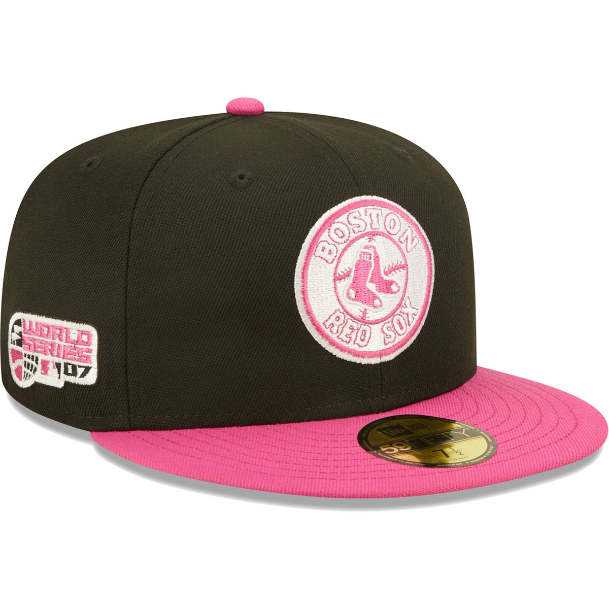 Boston Red Sox New Era 2007 World Series Champions Passion 59FIFTY Fitted Hat - Black/Pink