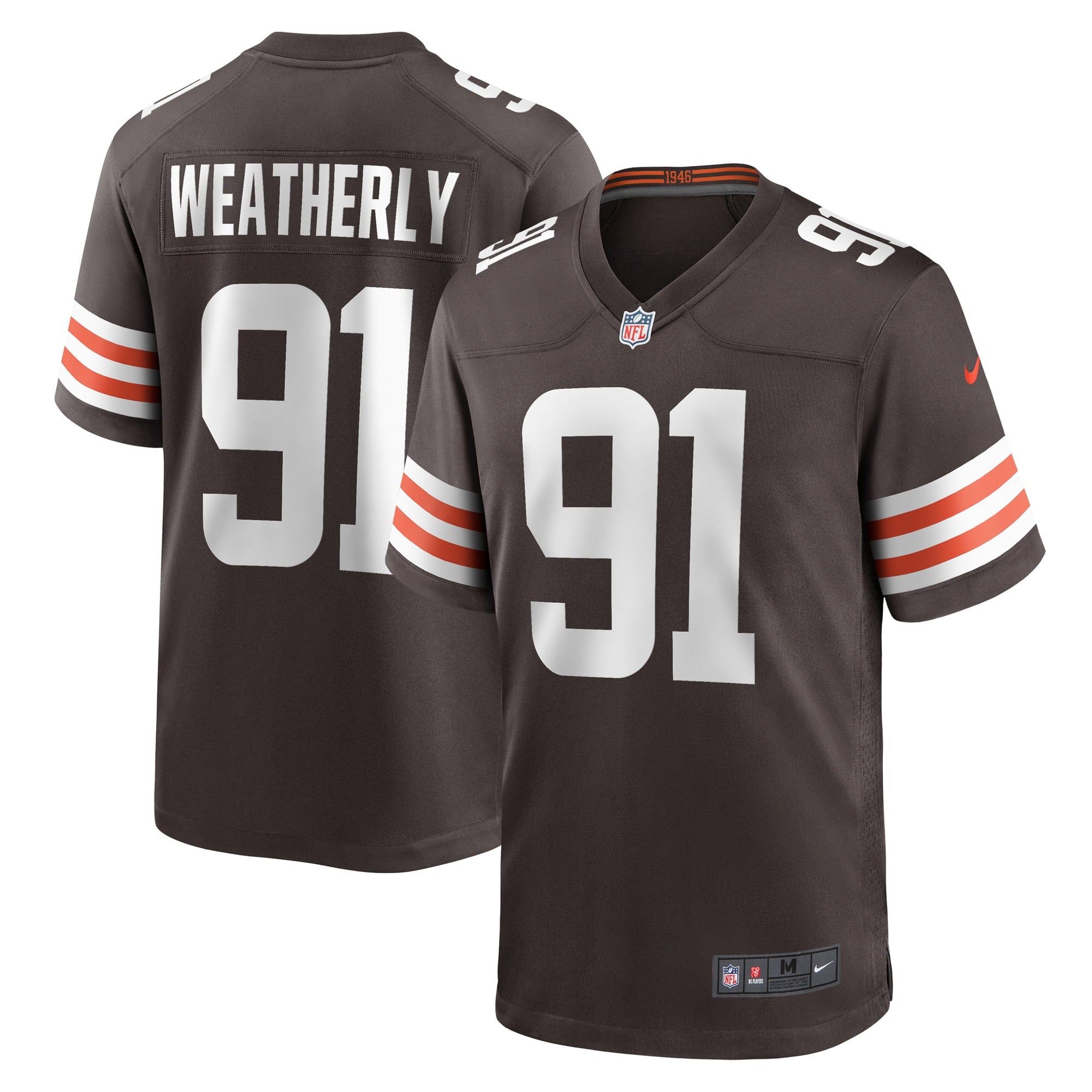 Men s Nike Stephen Weatherly Brown Cleveland Browns Game Player Jersey