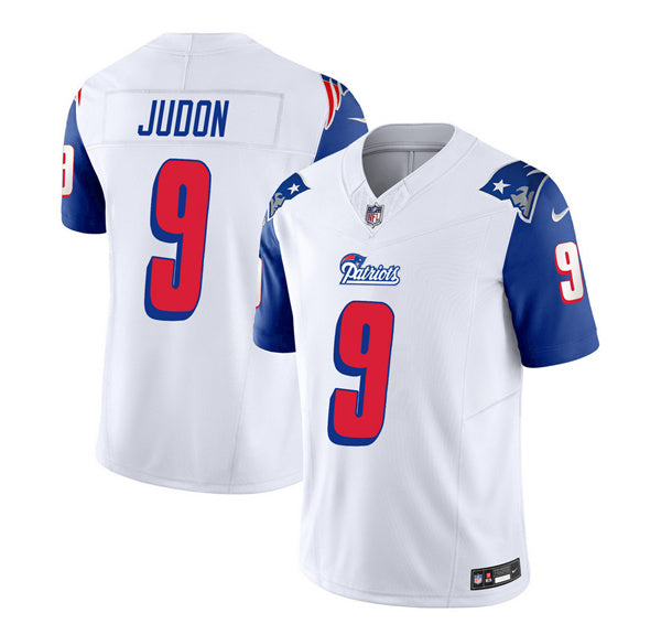 Men s New England Patriots Matthew Judon White Blue 2023 F.U.S.E. Vapor Limited Stitched Jersey