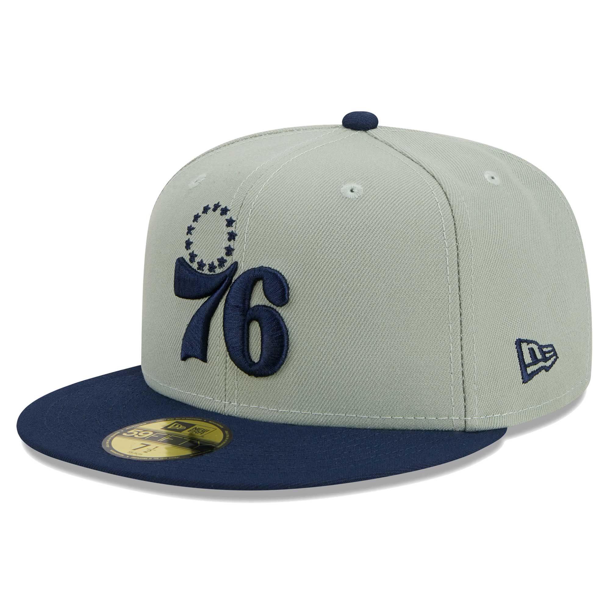 Philadelphia 76ers New Era Two-Tone Color Pack 59FIFTY Fitted Hat - Sage/Navy