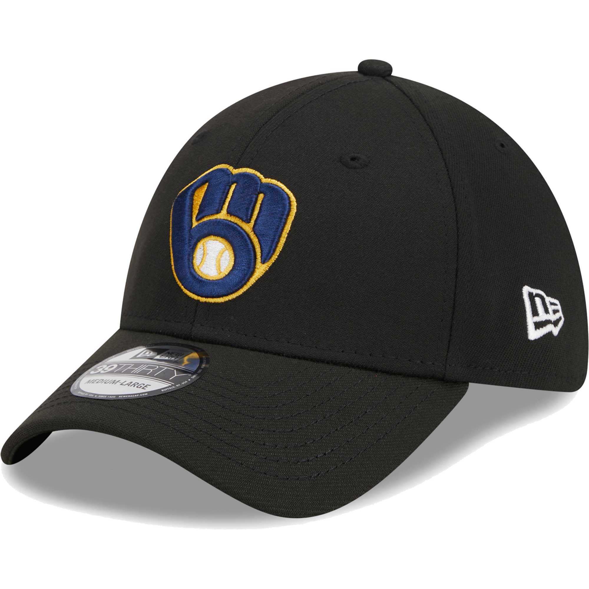 Milwaukee Brewers New Era Logo 39THIRTY Flex Hat - Black