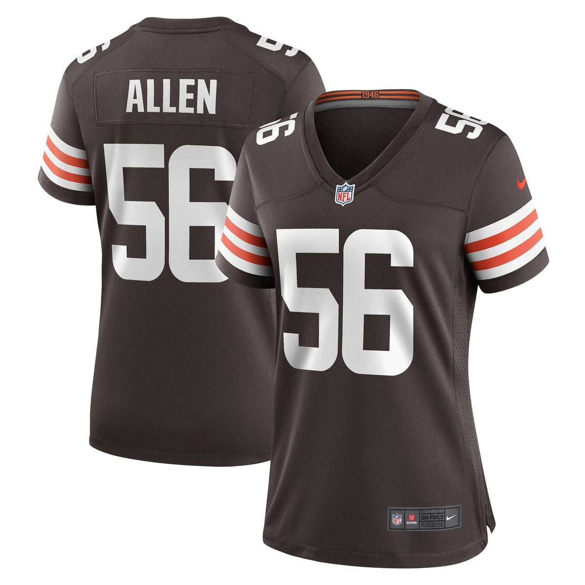 Women s Nike Dakota Allen Brown Cleveland Browns Game Player Jersey