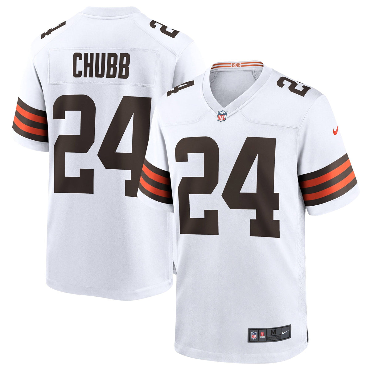 Men s Nike Nick Chubb White Cleveland Browns Game Jersey
