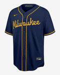 Men's Milwaukee Brewers Navy Alternate Replica Team Jersey