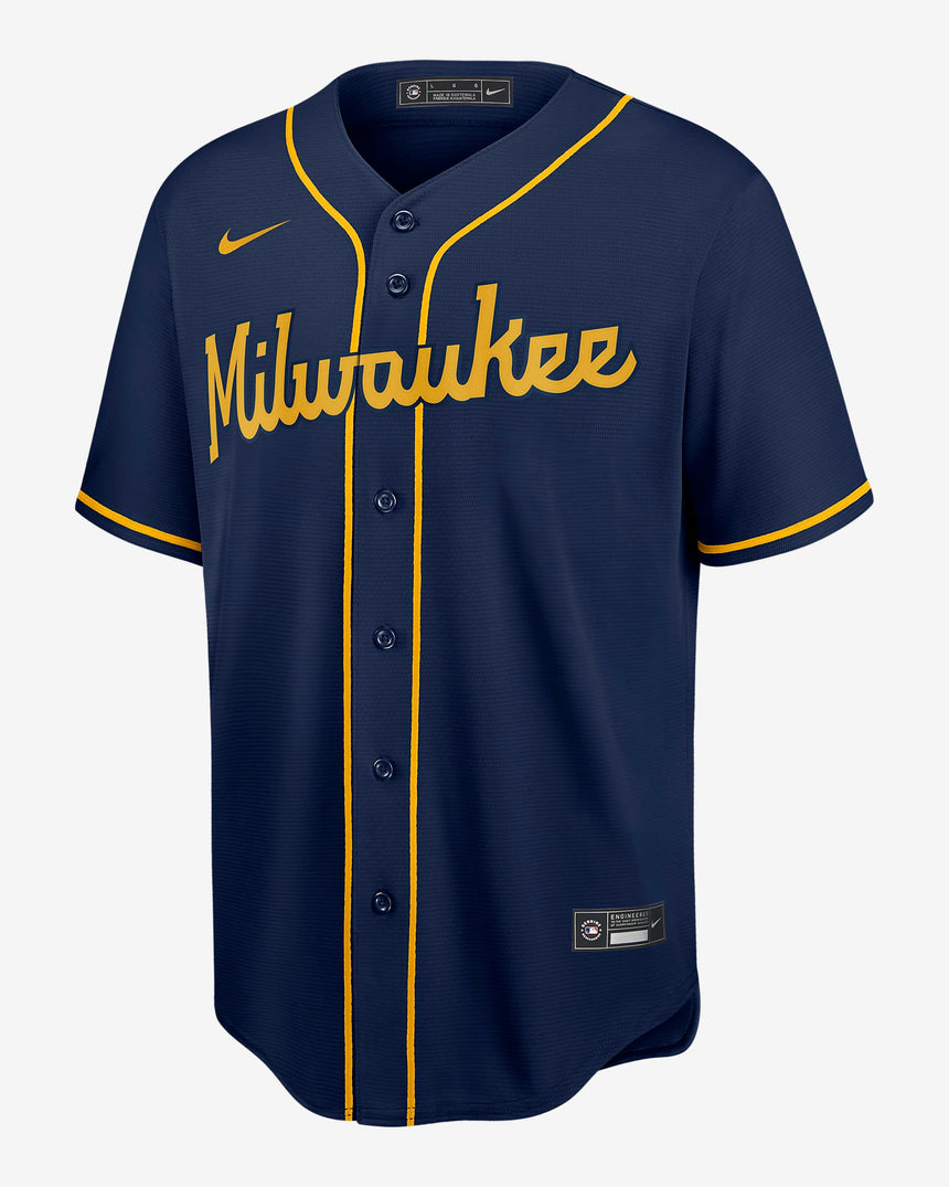 Men's Milwaukee Brewers Navy Alternate Replica Team Jersey