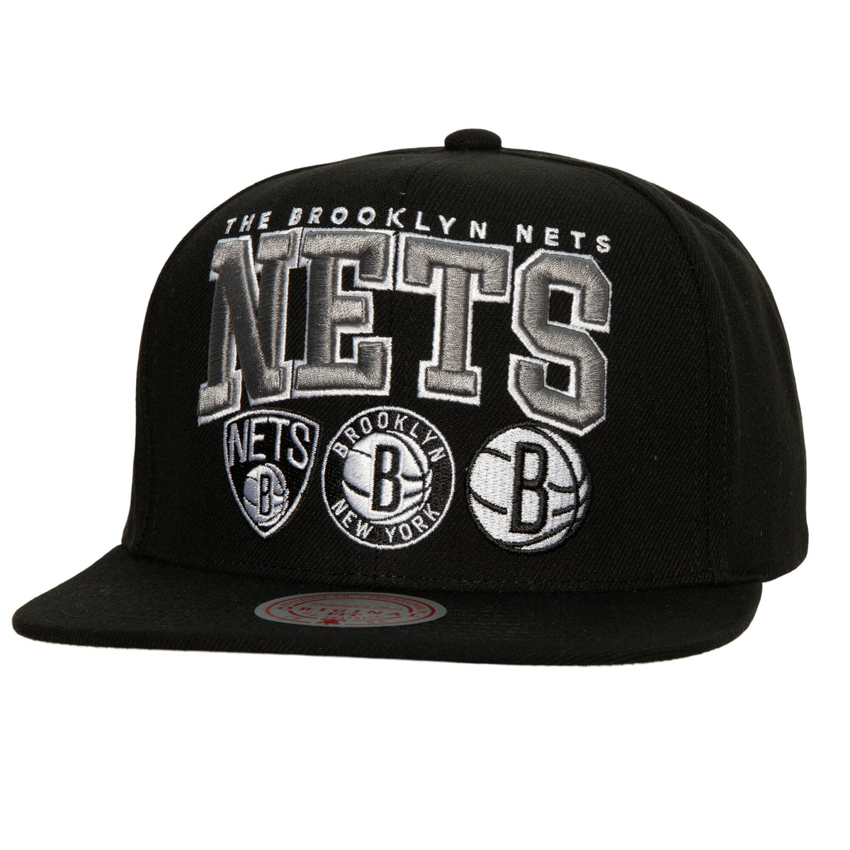 Brooklyn Nets Mitchell & Ness Champ Stack Snapback Hat - Black